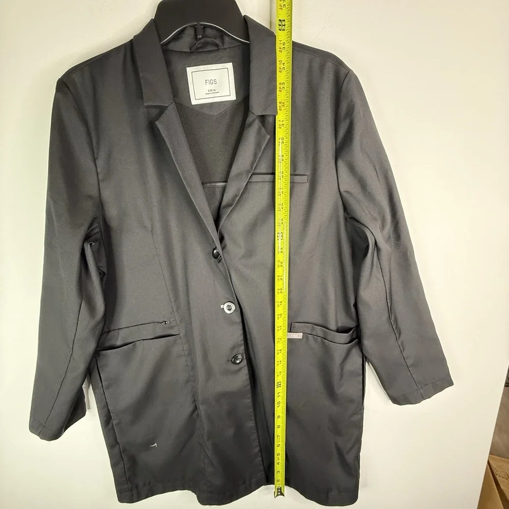 figs jacket women lab coat Pockets Button Up Black XL